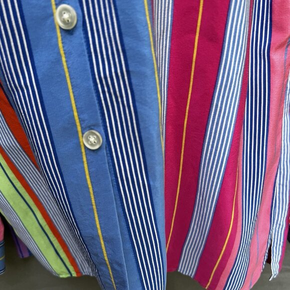Lauren Ralph Lauren 100% Silk Striped Multicolored Collared Shirt Top Blouse - Picture 6 of 6